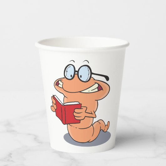 Nerdy Bookworm Lesen eines Buches Pappbecher (Vorderseite)