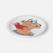 Nerdy Bookworm Lesen eines Buches Pappteller (Schrägansicht)