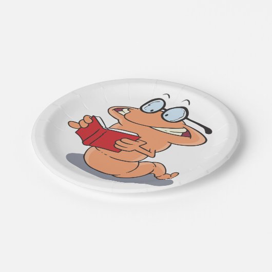 Nerdy Bookworm Lesen eines Buches Pappteller (Schrägansicht)