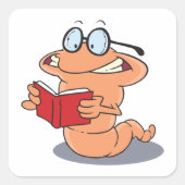 Nerdy Bookworm Lesen eines Buches Quadratischer Aufkleber (Vorderseite)