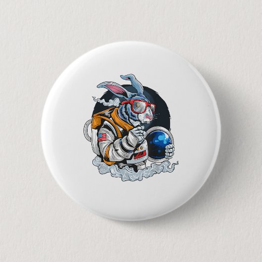 Nerdy Bunny Astronaut in Space, Explorer Spaceman Button (Vorderseite)