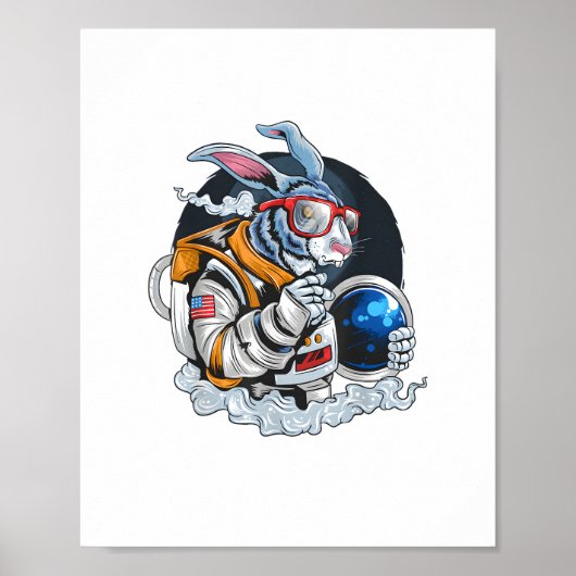 Nerdy Bunny Astronaut in Space, Explorer Spaceman Poster (Vorne)