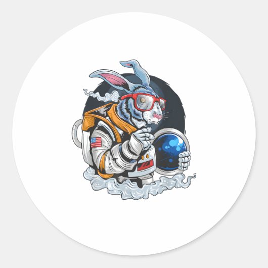 Nerdy Bunny Astronaut in Space, Explorer Spaceman Runder Aufkleber (Vorderseite)