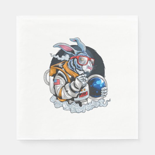 Nerdy Bunny Astronaut in Space, Explorer Spaceman Serviette (Vorderseite)