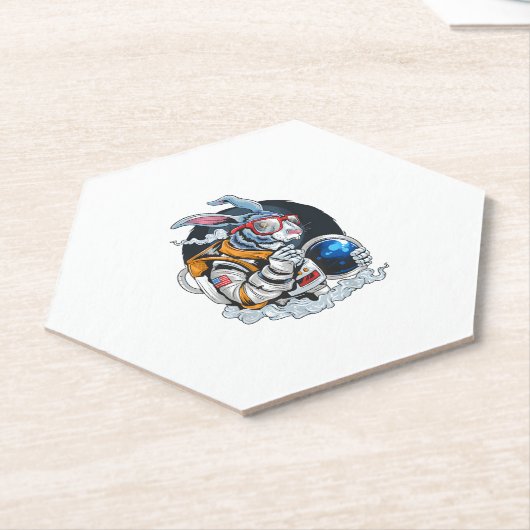 Nerdy Bunny Astronaut in Space, Explorer Spaceman Untersetzer (angewinkelt)