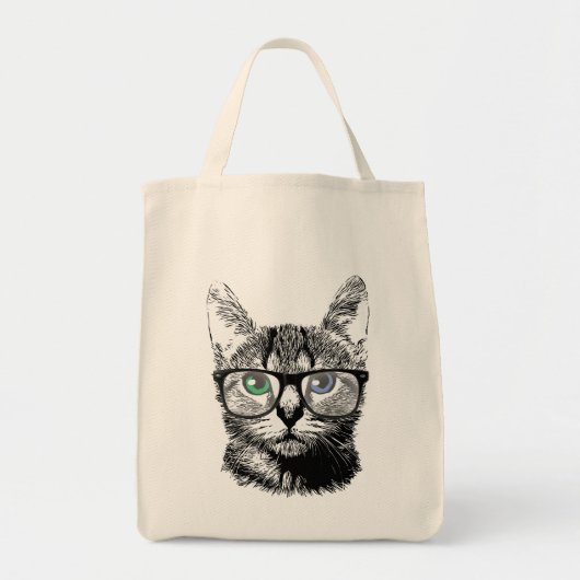 Nerdy Cat Hipster Kitten in Brille Tragetasche (Vorne)