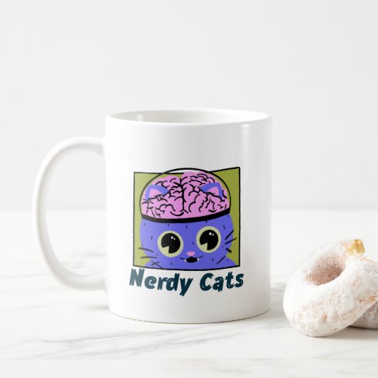 Nerdy Cats, Brain Design Coffee Tasse (Mit Donut)