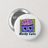 Nerdy Cats, Gehirndesign Button (Vorne & Hinten)
