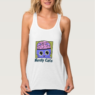 Nerdy Cats, Gehirndesign Tank Top