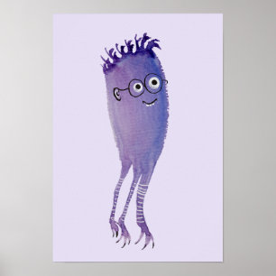 Nerdy Character Funny Niedlich Geek Lila Poster