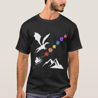 Nerdy Christmas Rainbow Polyhedral Dice Set T-Shirt