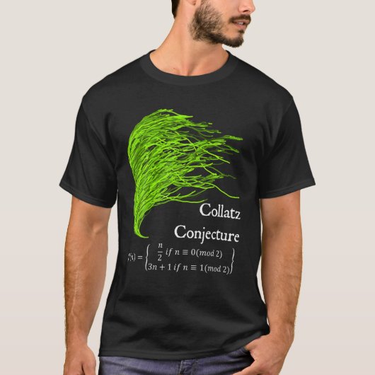 Nerdy Collatz Projektion 3n 1 Green Seaweed Math T-Shirt (Vorderseite)
