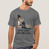 Nerdy Curry Inked and Curvy Reading Books Tattoo L T-Shirt (Vorderseite)