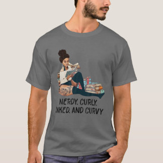 Nerdy Curry Inked and Curvy Reading Books Tattoo L T-Shirt