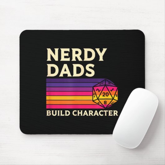 Nerdy Dads Build Character, Retro Tabletop Rpg Fat Mousepad (Mit Mouse)