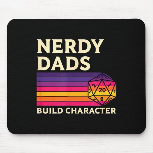 Nerdy Dads Build Character, Retro Tabletop Rpg Fat Mousepad (Vorne)