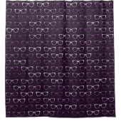 Nerdy Dark Lila Hipster Glasses Pattern Duschvorhang (Vorderseite)