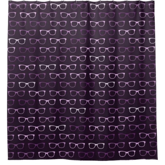 Nerdy Dark Lila Hipster Glasses Pattern Duschvorhang (Vorderseite)