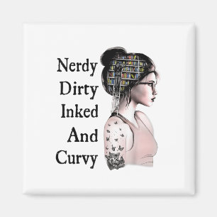 Nerdy Dirty Inked &amp; Curvy Reading Liebt Tatto Magnet
