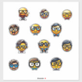 Nerdy Emoji Heads - Eine Sammlung Niedlicher Geeky Aufkleber (Blatt)