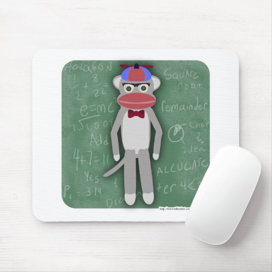Nerdy Fifties Cool Fun Sock Monkey Cartoon Art Mousepad (Mit Mouse)