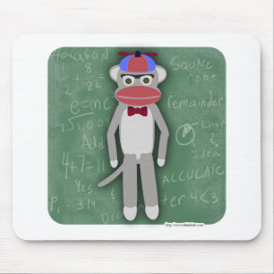 Nerdy Fifties Cool Fun Sock Monkey Cartoon Art Mousepad
