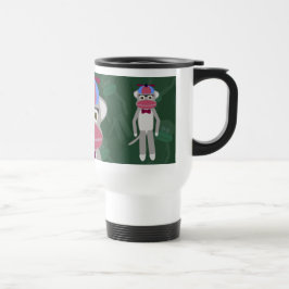 Nerdy Fifties Sock Monkey Cartoon Art Design Spaß Reisebecher