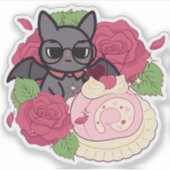 Nerdy Fledermaus und Rose Swiss Roll Aufkleber (Vorderseite)