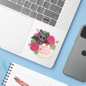 Nerdy Fledermaus und Rose Swiss Roll Aufkleber (Laptop mit iPhone)