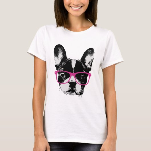 Nerdy französische Bulldoggen-Mama-Hipster T-Shirt (Vorderseite)