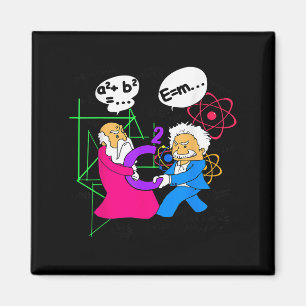 Nerdy Funny Pythagoras kämpfen über C Squared Mat Magnet