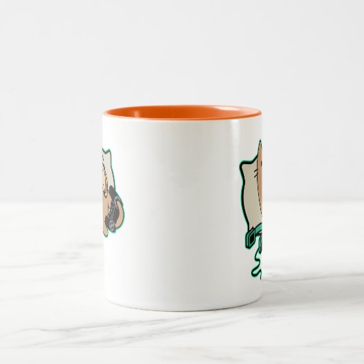 Nerdy Gamer Cat Taco Loading Game Pause Zweifarbige Tasse (Mittel)