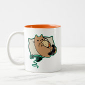 Nerdy Gamer Cat Taco Loading Game Pause Zweifarbige Tasse (Links)