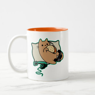 Nerdy Gamer Cat Taco Loading Game Pause Zweifarbige Tasse