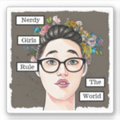 Nerdy Girls regieren die Welt Aufkleber (Vorderseite)