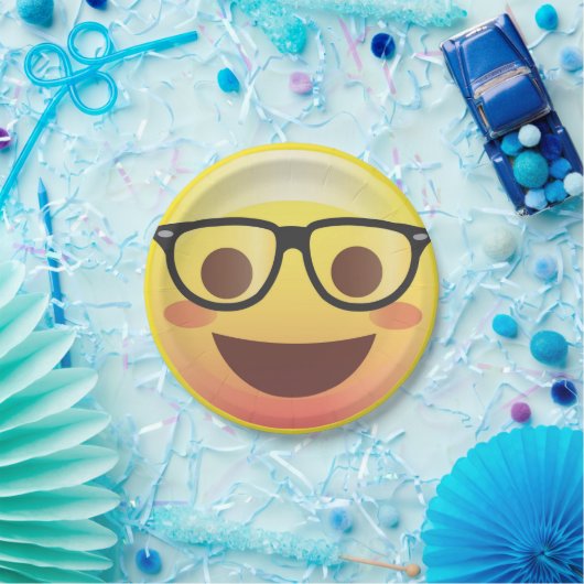 Nerdy Gläser glückliche Emoji PapierParty-Platte Pappteller (Party)