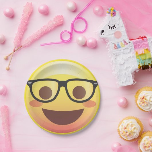 Nerdy Gläser glückliche Emoji PapierParty-Platte Pappteller (Party)