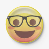 Nerdy Gläser glückliche Emoji PapierParty-Platte Pappteller (Vorderseite)