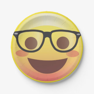 Nerdy Gläser glückliche Emoji PapierParty-Platte Pappteller