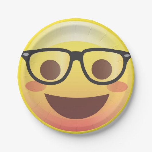 Nerdy Gläser glückliche Emoji PapierParty-Platte Pappteller (Vorderseite)