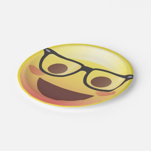 Nerdy Gläser glückliche Emoji PapierParty-Platte Pappteller (Schrägansicht)