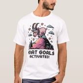 Nerdy Goat on Mountain Pixel Art T-Shirt (Vorderseite)
