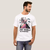 Nerdy Goat on Mountain Pixel Art T-Shirt (Vorne ganz)