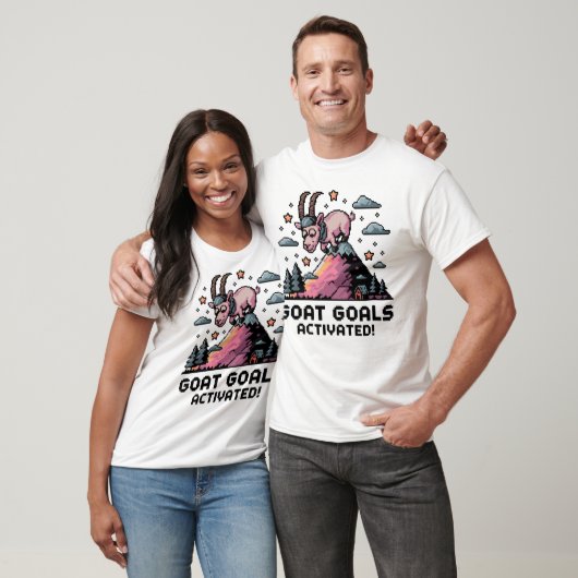 Nerdy Goat on Mountain Pixel Art T-Shirt (Unisex)