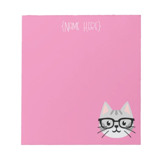 Nerdy Gray Tabby Cat Notepad Notizblock (Vorderseite)