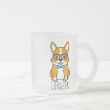 Nerdy Hipster Corgi mit Brillen und Bowtie