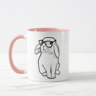 Nerdy Kaninchen-niedliches Häschen-Haustier mit Tasse