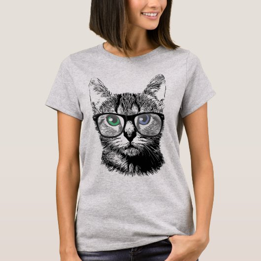 Nerdy Katzen-Hipster-Kätzchen in den Gläsern T-Shirt (Vorderseite)