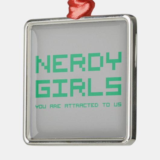Nerdy Mädchen 2 Silbernes Ornament (Links)