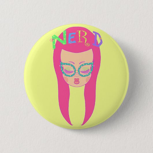 Nerdy Mädchen Button (Vorderseite)